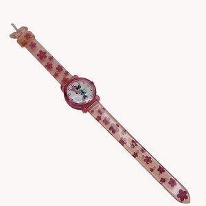 Disney Vintage Minnie Mouse Watch Seiko JAPAN Pink Floral Analog NEEDS BATTERY